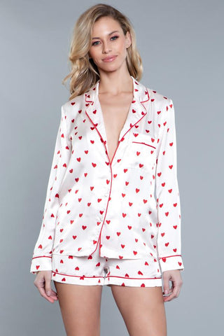 Harper PJ Set-Red and White hearts