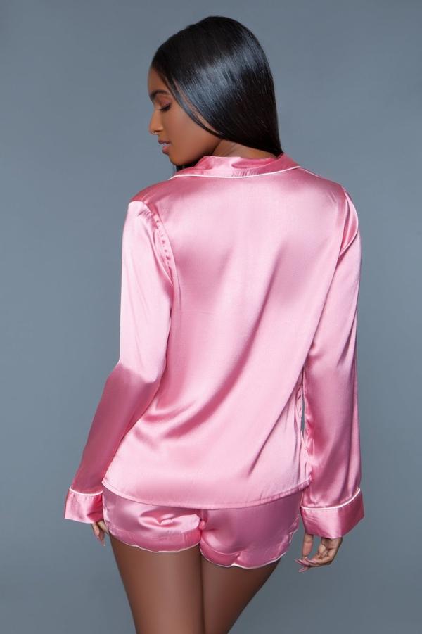 Liz 2 Pc. Satin Charmeuse Pajama Set-Pink