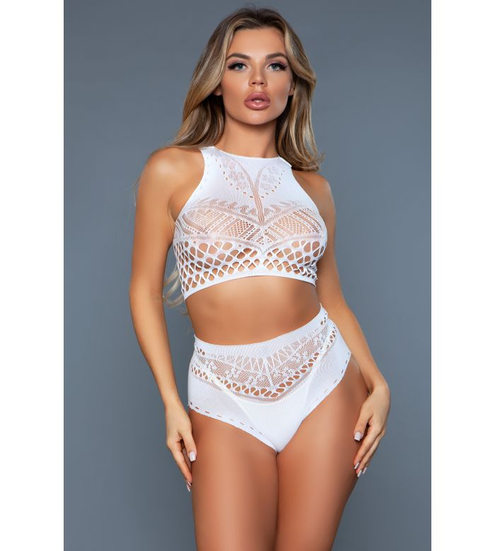 Ring My Bell 2 Pc. Halter Neck Lace Bodysuit