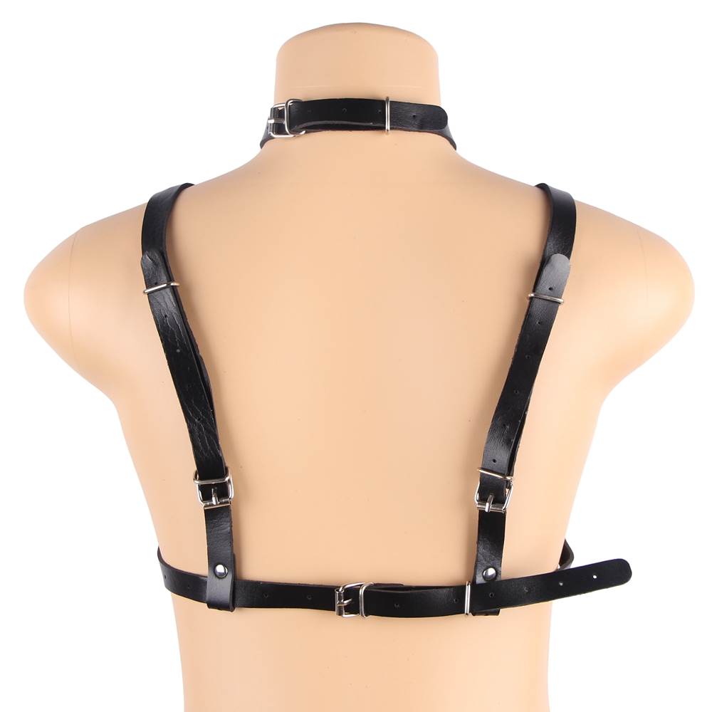 Adjustable Leather Chest Harness Bralette