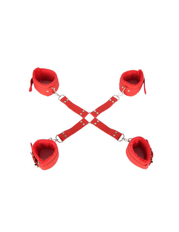 Leather Bondage Handcuffs With Cross Buckle for Hands And Feet