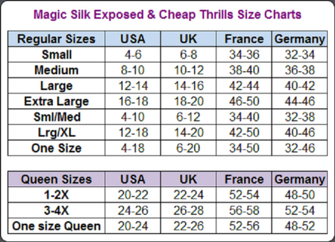 Magic Silk Size Chart