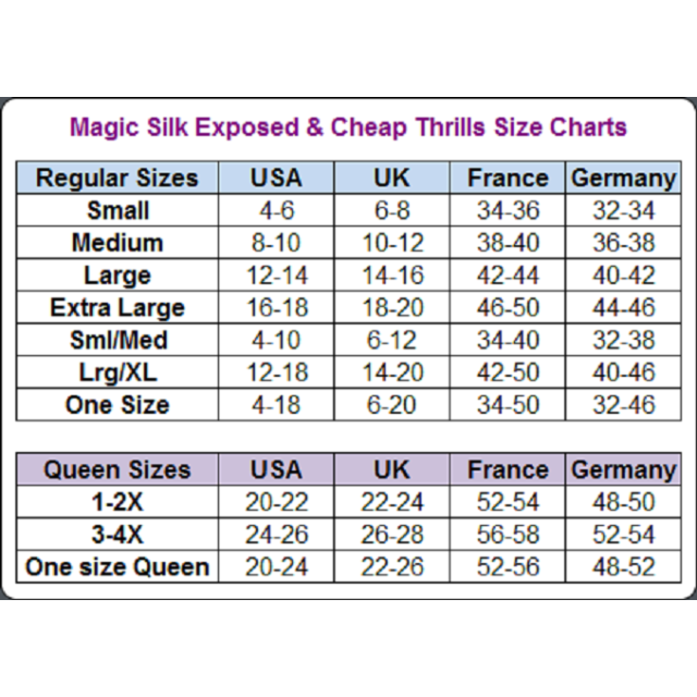 Magic Silk Size Chart