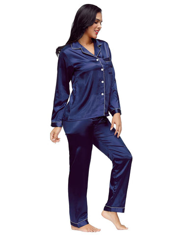 Long Sleeve Silk Pajamas Set