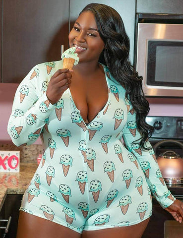 Plus Size Elements Print One-piece Pajamas