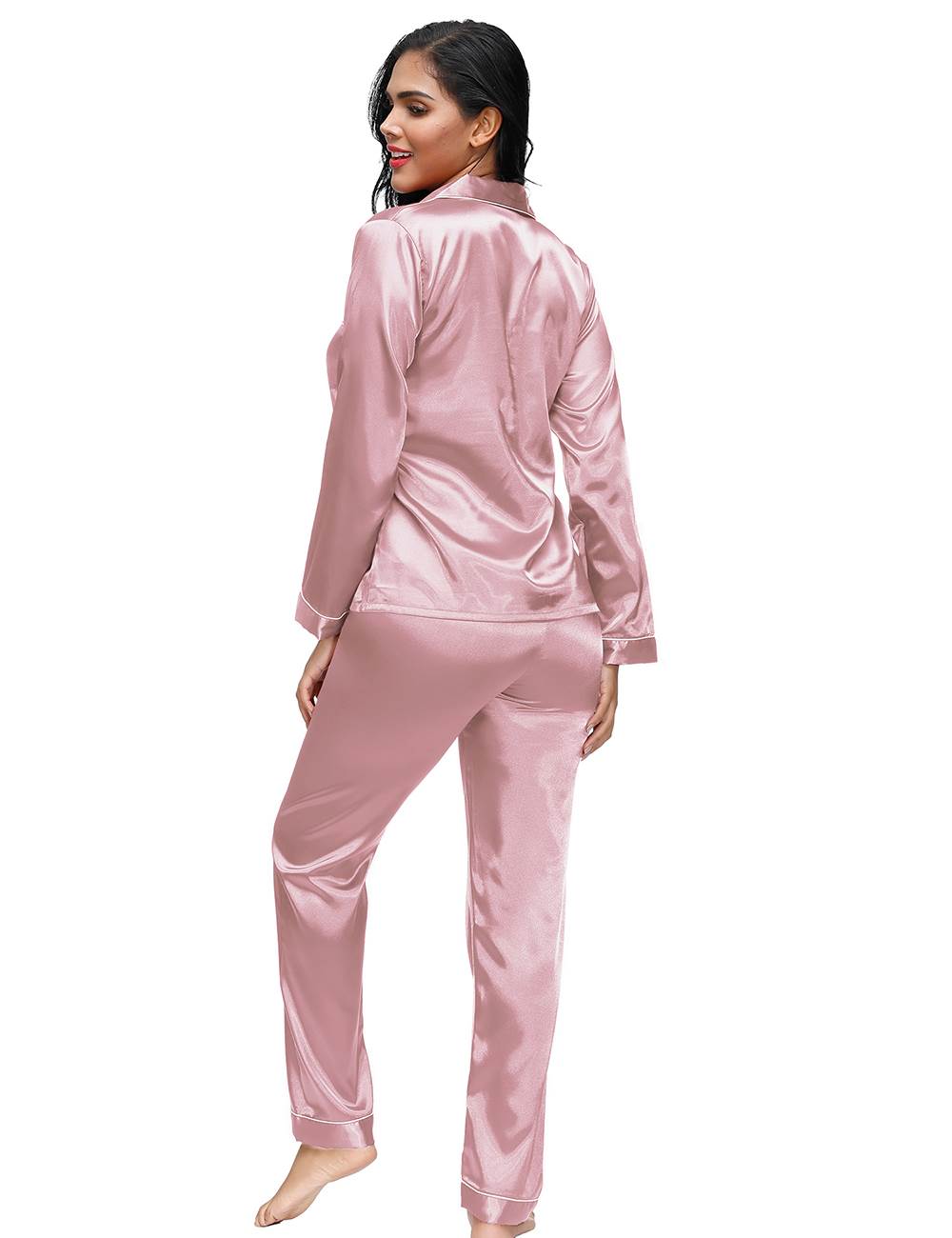 Long Sleeve Silk Pajamas Set